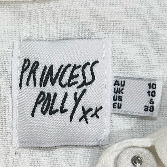 Princess Polly white oversized button down rayon shirt size 6 - Picture 8 of 9